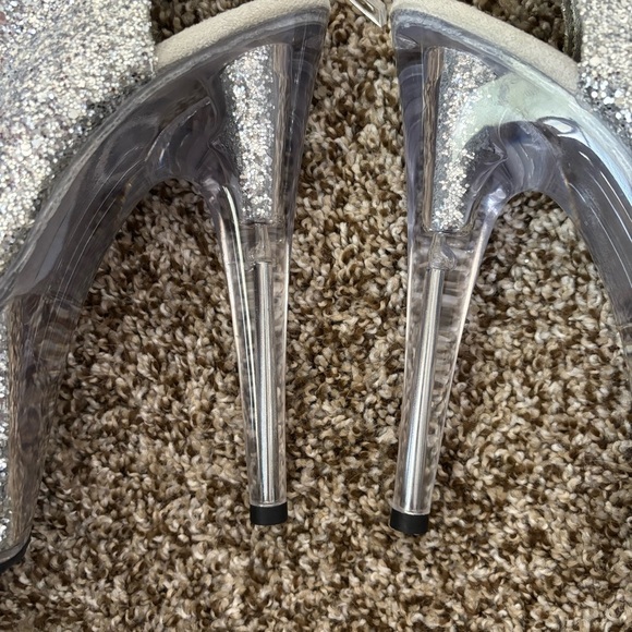 Pleaser | Women's Adore 1018G Silver Glitter Platform 7" Heels Size 8 - Picture 9 of 14